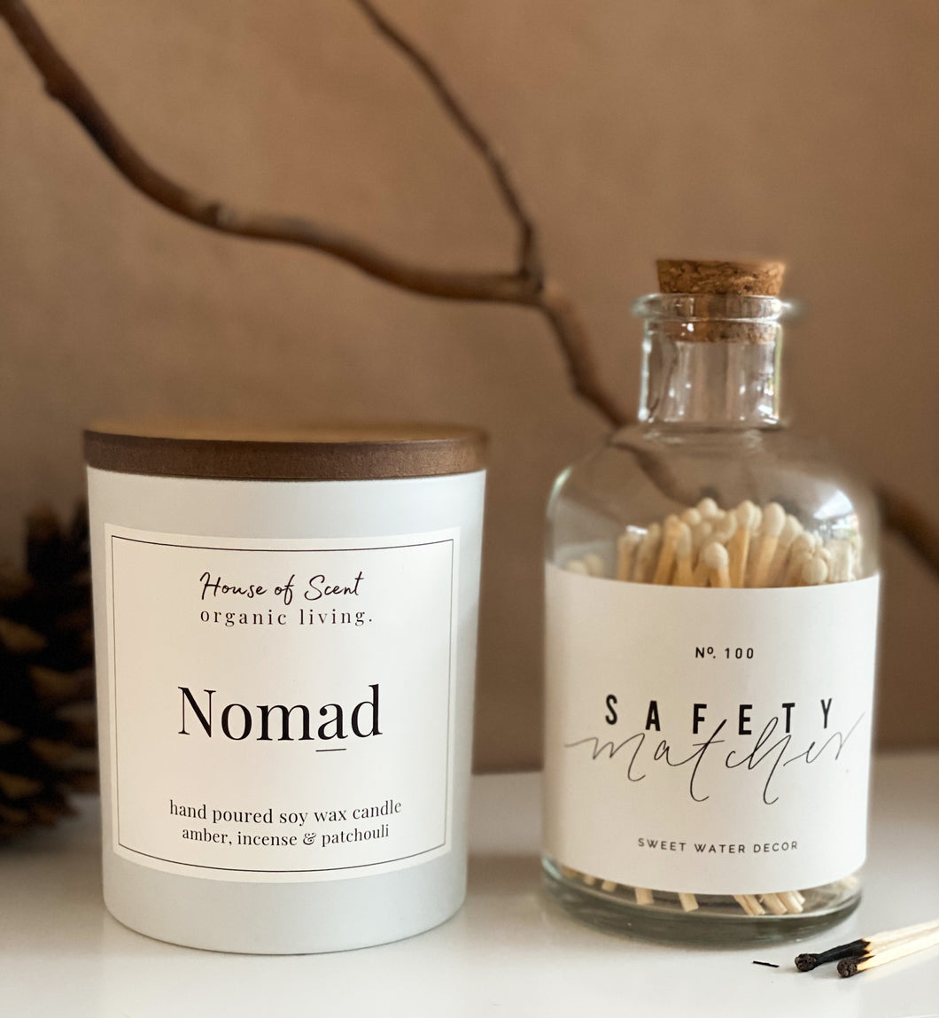 White Candle & Matches Gift Set