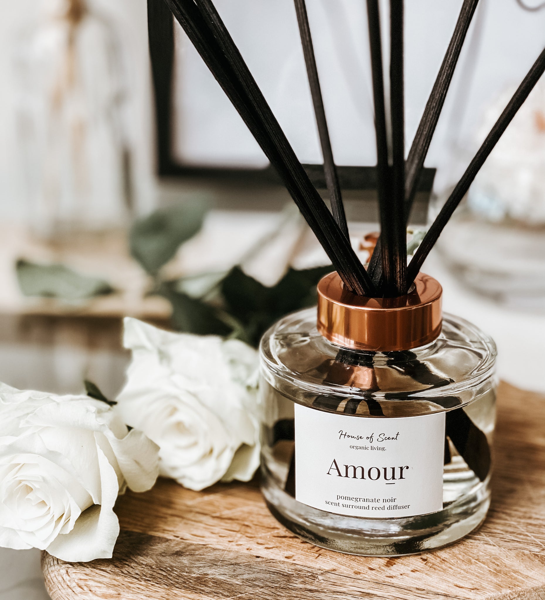 Amour Reed Diffuser amber pomegranate rose